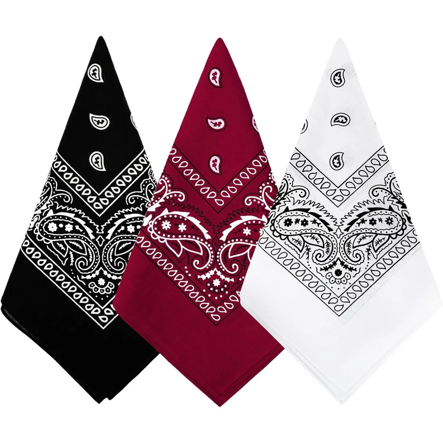 3 Pack  Cotton Paisley  Bandanas  Mask Square Scarf Headwear