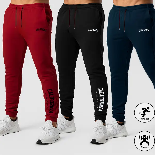 Men’s Elastic Waist Streetwear Athletic Joggers - Easy, Cozy, Machine-Washable, Mix-and-Match Knit Pants with Letter Print, Breathable, Suitable for Gym, Everyday Wear, Easy Men's Pants