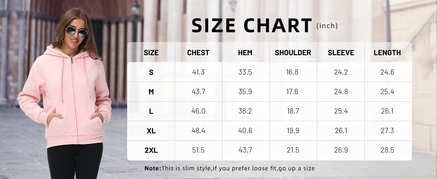 ZITY  Hoodies for Women Winter Fleece Sweatshirt - Full Zip Up Thick Sherpa Lined Hooded Jacket