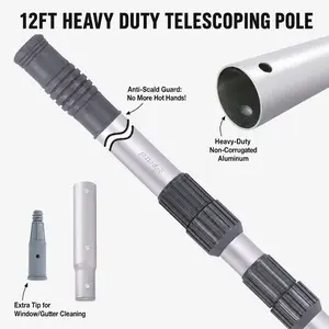 [12 FT Pro] Sepetrel Heavy Duty Telescoping Pool Pole, Upgraded Aluminum Extension Pole with Threaded Tip, Adjustable for Skimmer Net, Brush & Vacuum Heads outdoorfun