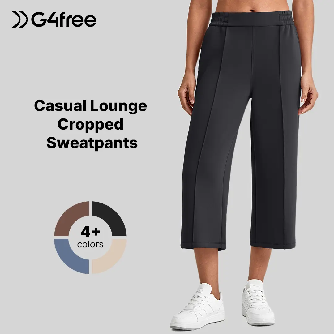 G4Free Smoofit Modal Soft Women's Wide Leg Capri Pants High Waist Casual Lounge Cropped Sweatpants with Pockets