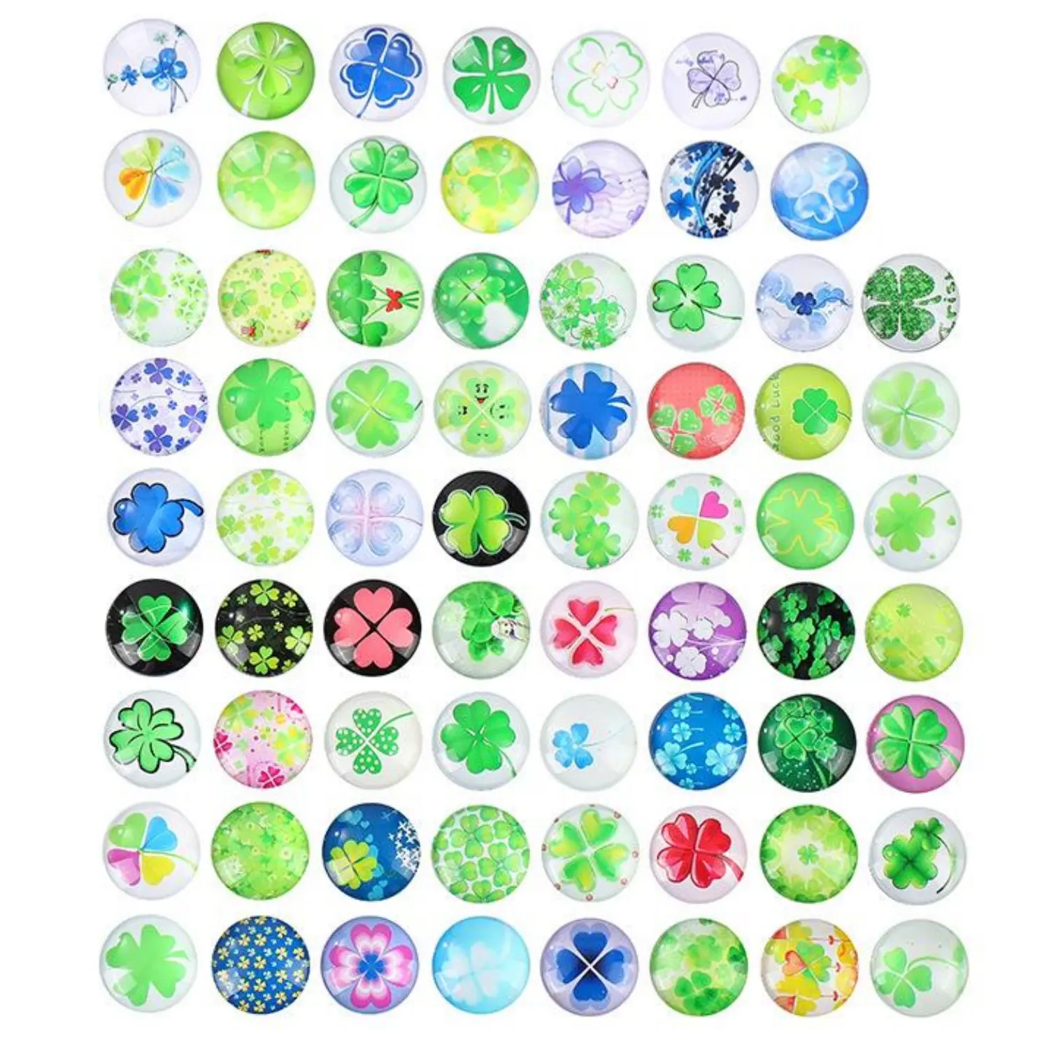 120Pack Glass Cabochons Clover Leaf Lucky Stones 12 mm Smile Stones Glass Stones Colourful Mix, Lucky Charm Lucky Clover Glass Cabochons Glass Nuggets Sticker Confetti Decoration for - Home Improvement.