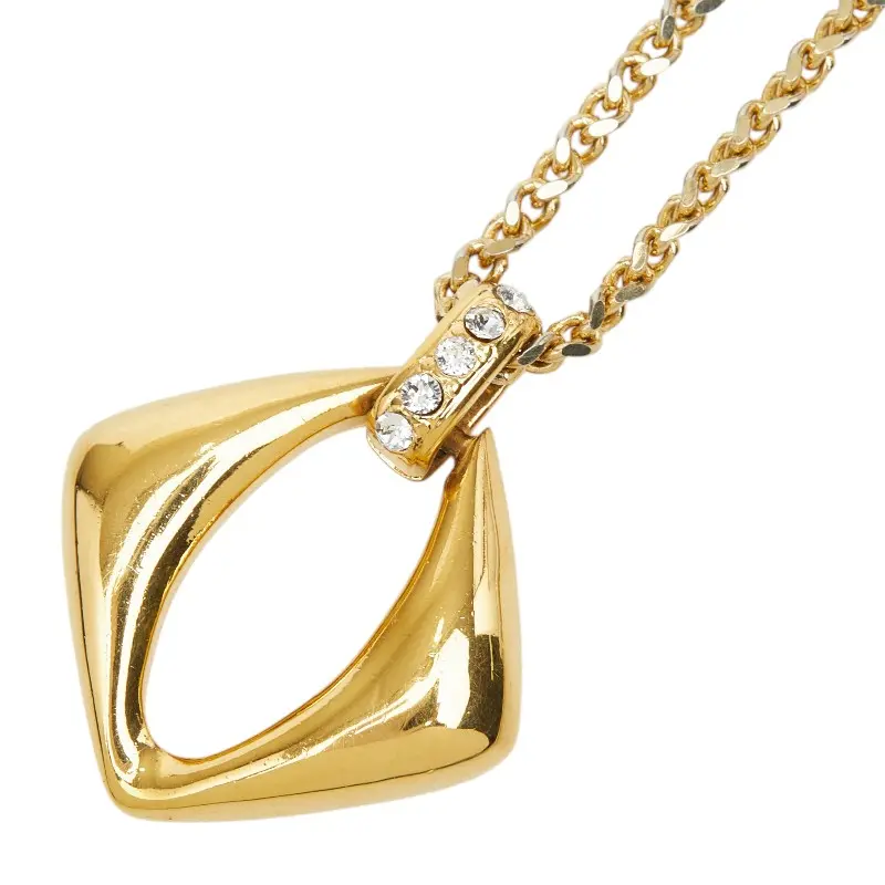 Pre-owned Yves Saint Laurent Gold-plated Small Leather Goods Saint Laurent Square Pendant Necklace