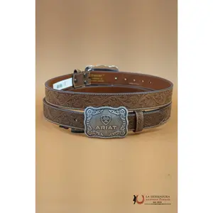 ARIAT Unisex Belt Hand Tooled Light Sand Silver Buckle A1020444 Leather Fashion Accessory for Jeans or Dress Pants