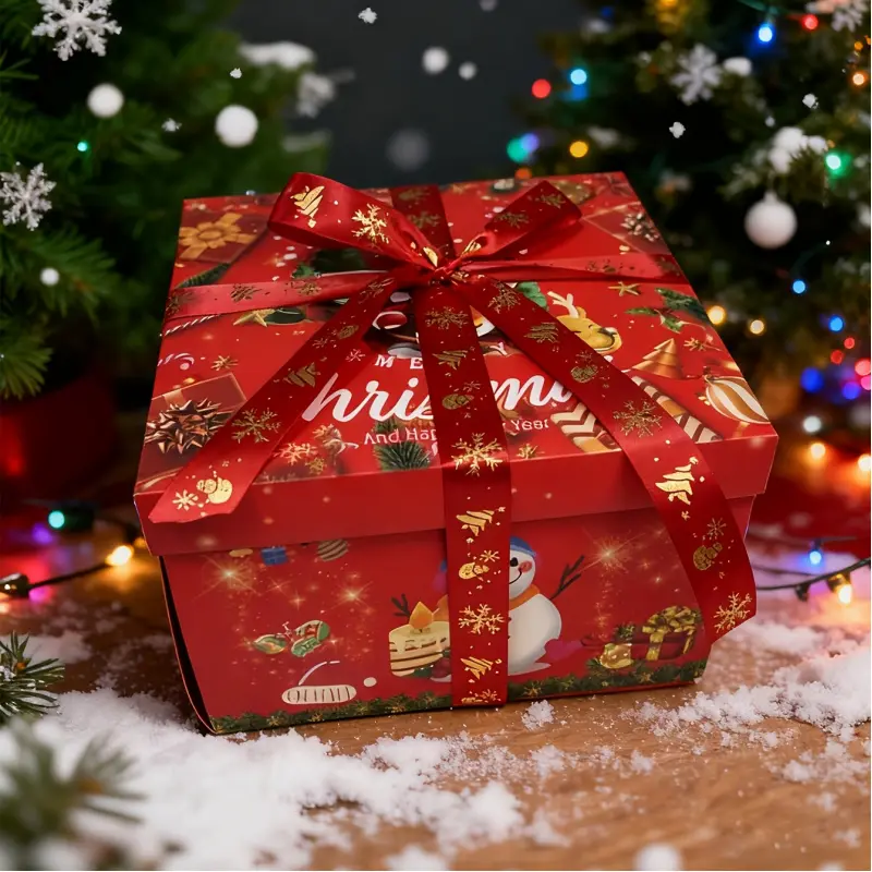 1pc Christmas Surprise Gift Box Set with Lid, 5-layer Exploding Gift Box with Decorative Ribbon,  Ideal Mysterious Homemade Gift for Birthdays, Christmas, and Anniversaries, Anniversary Box - Multi-functional DIY Party Gift Packaging Kit