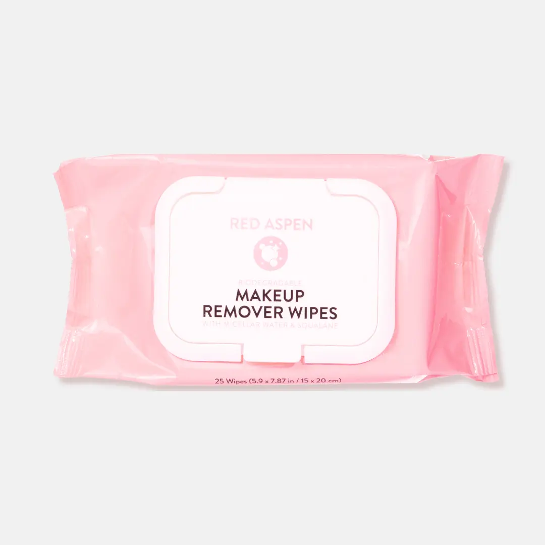 Red Aspen Micellar Makeup Remover Wipes with Squalane Gentle Hydrating Biodegradable Face Wipes