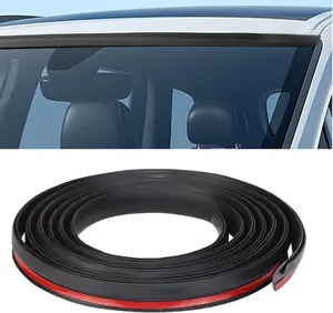 Rubber Seal Strip for Car Front Windshield, 1.7M/ 5.6Ft Cuttable Windshield Window Seal Strip, H Type Soundproof Car Weather Stripping, Self Adhesive Sunroof Moulding Trim