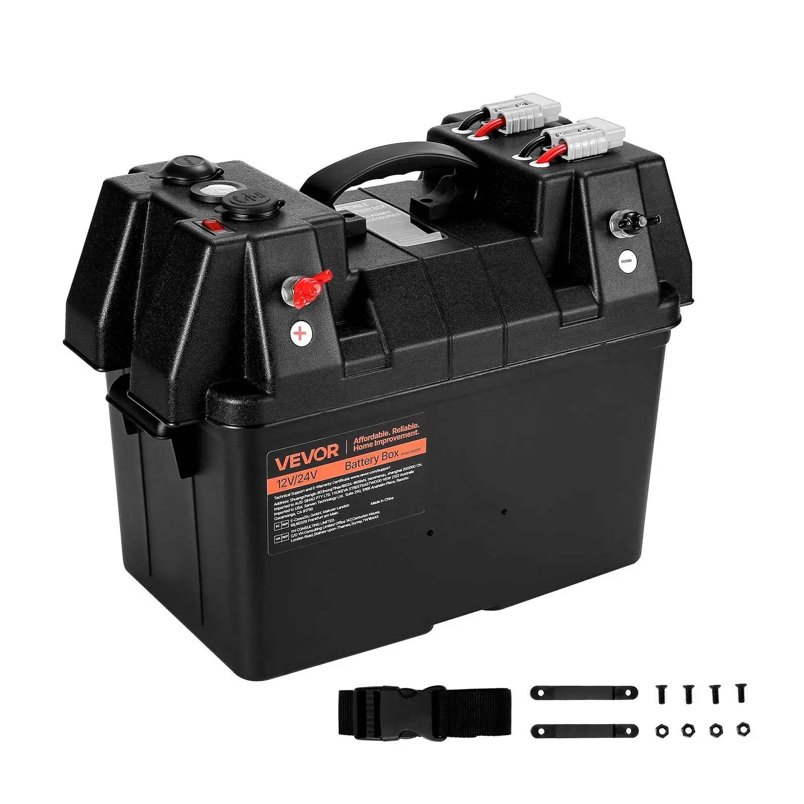 【DealsForYouDays】VEVOR Battery Box, Group 24/31 Trolling Motor Battery Box, 12V/24V Marine Batteries Case with PP Shell and Dual Straps, Smart Batteries Case, Suitable for Trolling Motor, Marine,RV & Solar Panel