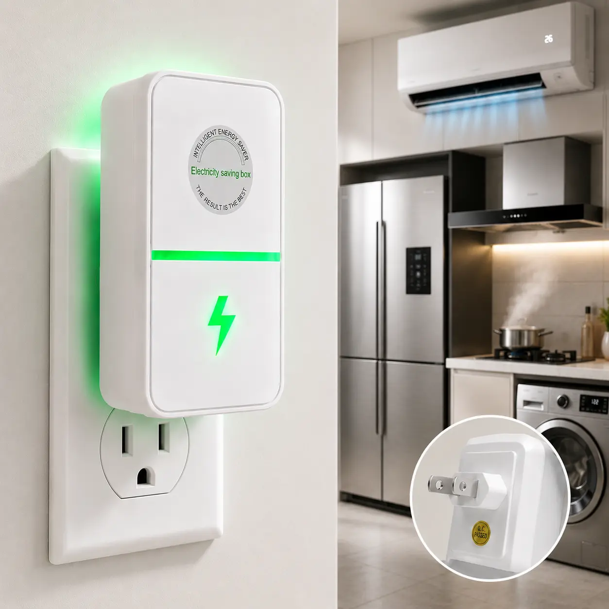 Plug-In Power Box with US Plug 2026 Updated Design,Compatible with 90-25OV Input Range Multi Plug Outlet