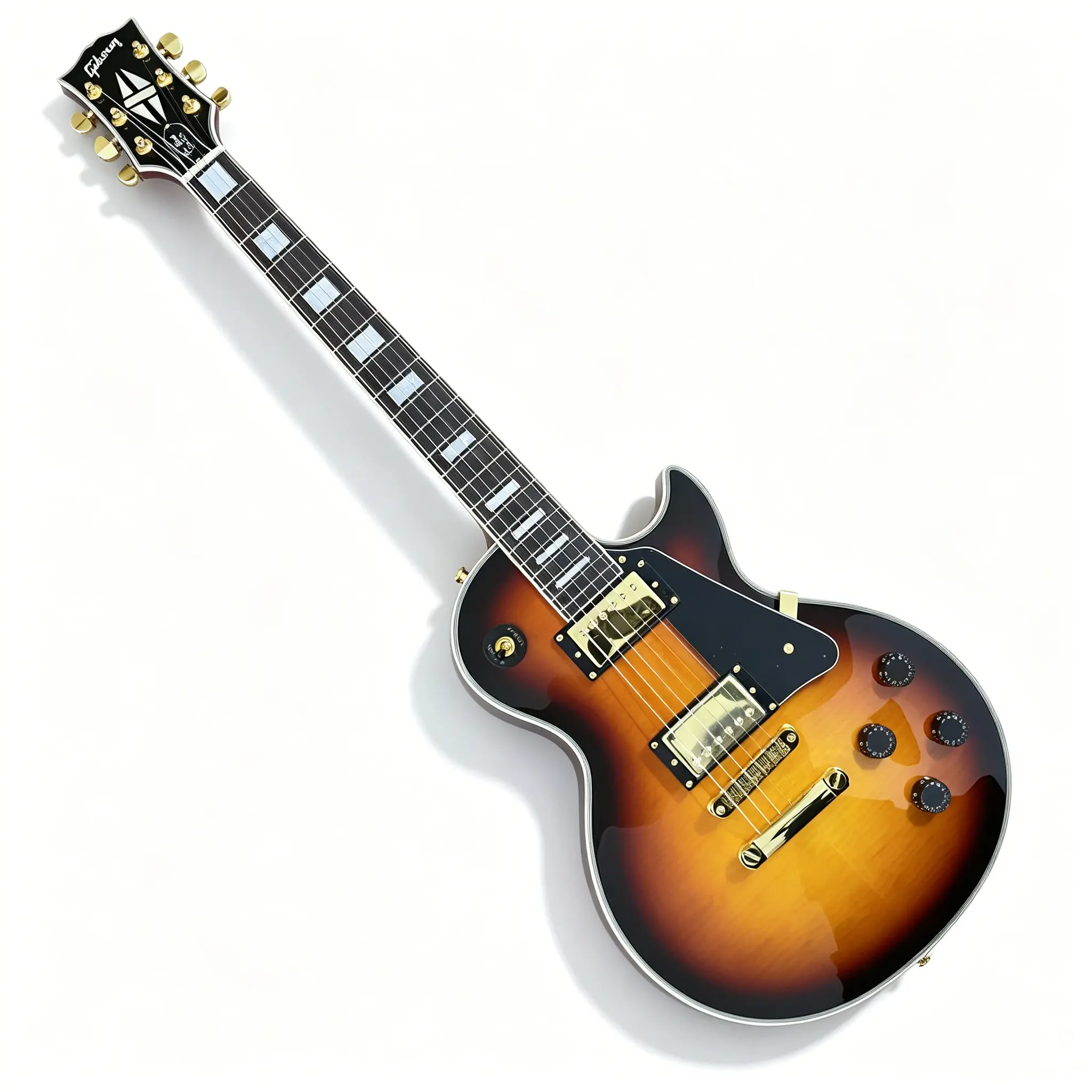 Les Paul Guitar, Solid mahogany body Sunburst Flamed Maple Top, Gold Humbucker Pickups & Full Gold Hardware, Rosewood Fretboard