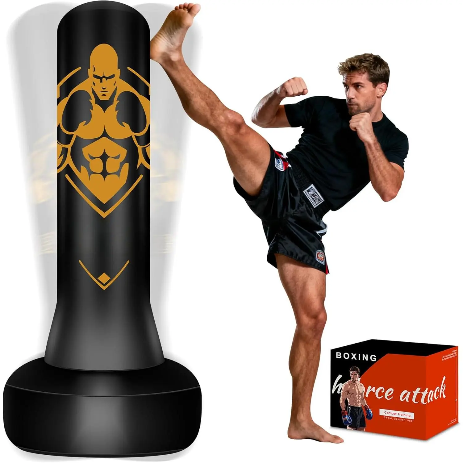 70" Freestanding Punching Bag for Adults, Heavy-Duty Boxing Set for Home Workouts, Includes Stand, Reflex Ball, Gloves & Pump for MMA, Training Boxing Equipment, Combat Training, Boxing Training Gear, At Home Gym Equipment