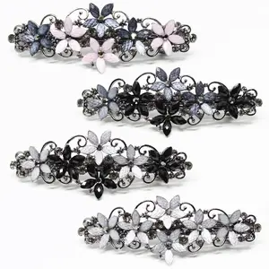 Elegant Sparkly Glitter Rhinestones Flowers Hairpins - Vintage French Style Hair Barrettes, Clips and Accessoires for Women