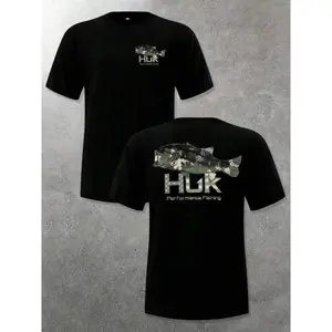 🎣[Graphic Tee][100% Cotton]"Men's Casual Crewneck HUK T-Shirt – Camo Bass Fish Graphic, 220g Soft Cotton Summer Tee for Fishing Enthusiasts, Outdoor Adventure, Sportsmen, and Nature Lovers, Relaxed Fit Unisex Shirt" Rifle
