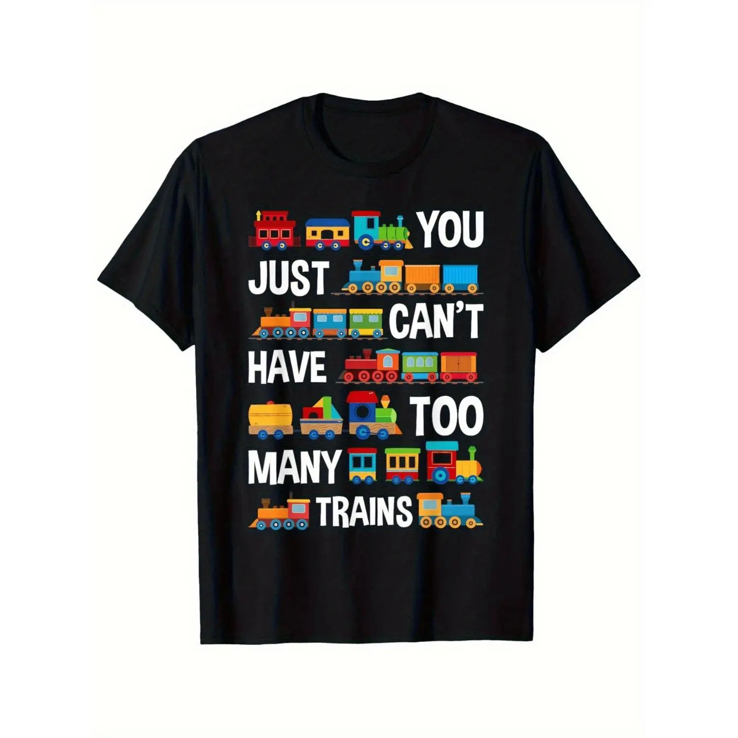 Too Many Trains Fun Train Enthusiast Locomotive Gifts Cotton T-shirt for Boys Girls Breathable Short Sleeve Top