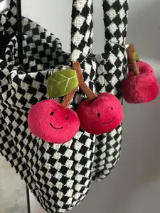 Cute Cherry Design Plush Keychain, Soft Plush Charm for Purse & Keys, Bag Decor, Fruit Toy for Gifts, Cute Soft Keychains, Keychain for Bags, Cute Keychain Accessory