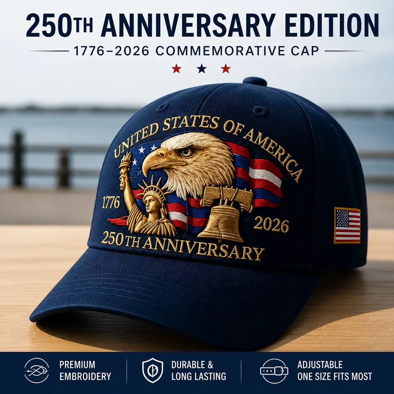 2026 American 250th Anniversary Unisex Snapback Hat - Americana Sports & Outdoor Cap with 3D Embossing Eagle & Bell Design, Adjustable Fit for Independence Day, Hats, Americana Sports & Outdoor Hats