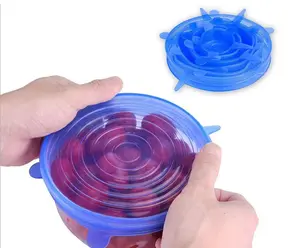 6PCS Elastic Flexible Stretch Silicone Bowl Covers - Reusable Microwavable Removable Container Lids, Multi-Pack Set Lids for Kitchen Bowls, Cups, Fruits