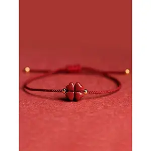 The four leaf clover rope bracelet is hand woven with lucky grass hand rope, suitable for daily wear, vacation and dating occasions, and is also a surprising and exquisite small gift, Adjustable Slider Bracelets
