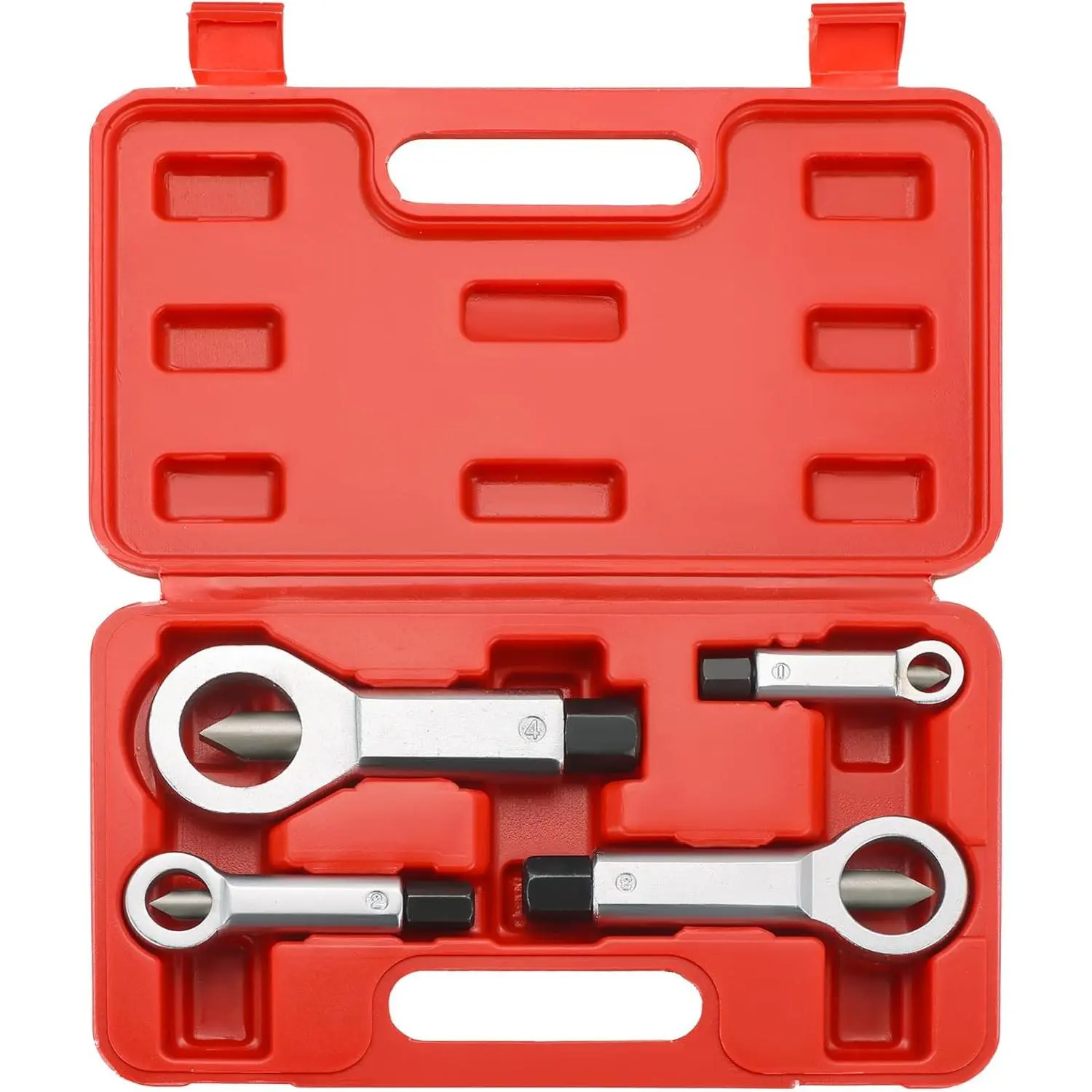 4PCS Professional Nut Splitter Set, Heavy Duty Nut Breaker Cracker for Removing Broken, Damaged, and Corroded Nuts - Sizes 9-12mm, 12-16mm, 16-22mm, 22-27mm