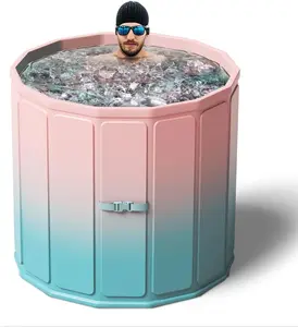 Portable Foldable Ice Bath Tub, Large Size 77 Gal, Fast Muscle Recovery, Home Outdoors Gyms, Quick Opening without Installation, No Water Leakage (Ice/Hot Universal) japanese  soaker  tub