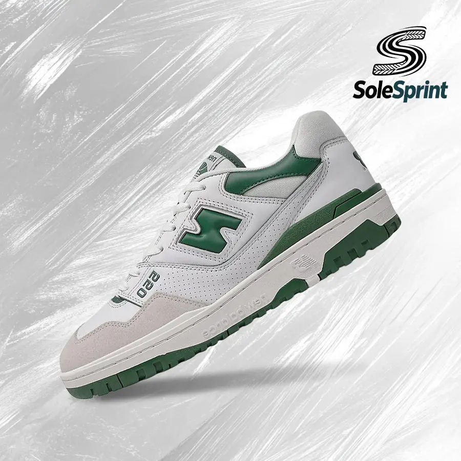 New Balance 550 White Green Men's Lifestyle Sneakers - Vintage-Inspired Classic Old School Style, Shock-Absorb Foam, Lace-Up, Athletic Casual Walking Gym Sneakers, Sporty Chic, BB550WT1, W10.5/M9, W5.5/M4, Spring-Summer Use, Athletic Casual Sneakers
