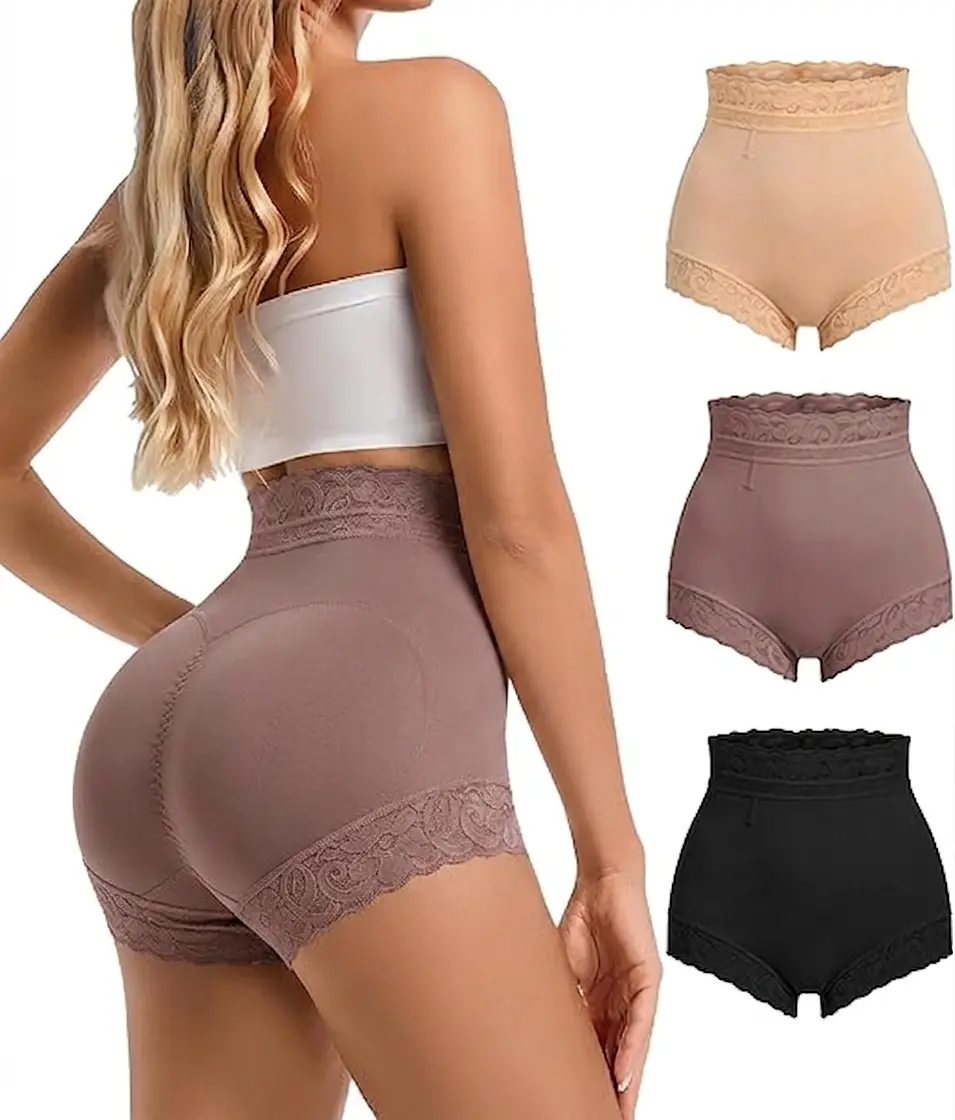 Butt Lifting Panties, Women Lace Classic Daily Wear Body Shaper Butt Lifter Panty Smoothing Brief, Tummy Shapewear tummy control shapewear pant Women's Floral Women's High tummy control Women's High Fabric Nylon Light Womenswear Clothing Fitted high-waist