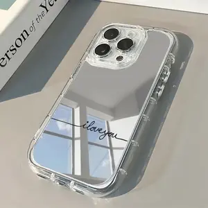 Romantic "i love you" Script Electroplated Mirror 2-in-1 Phone Case for iPhone 17/16/15/14/13/12/11 Pro/Plus/Pro Max/Air Protection