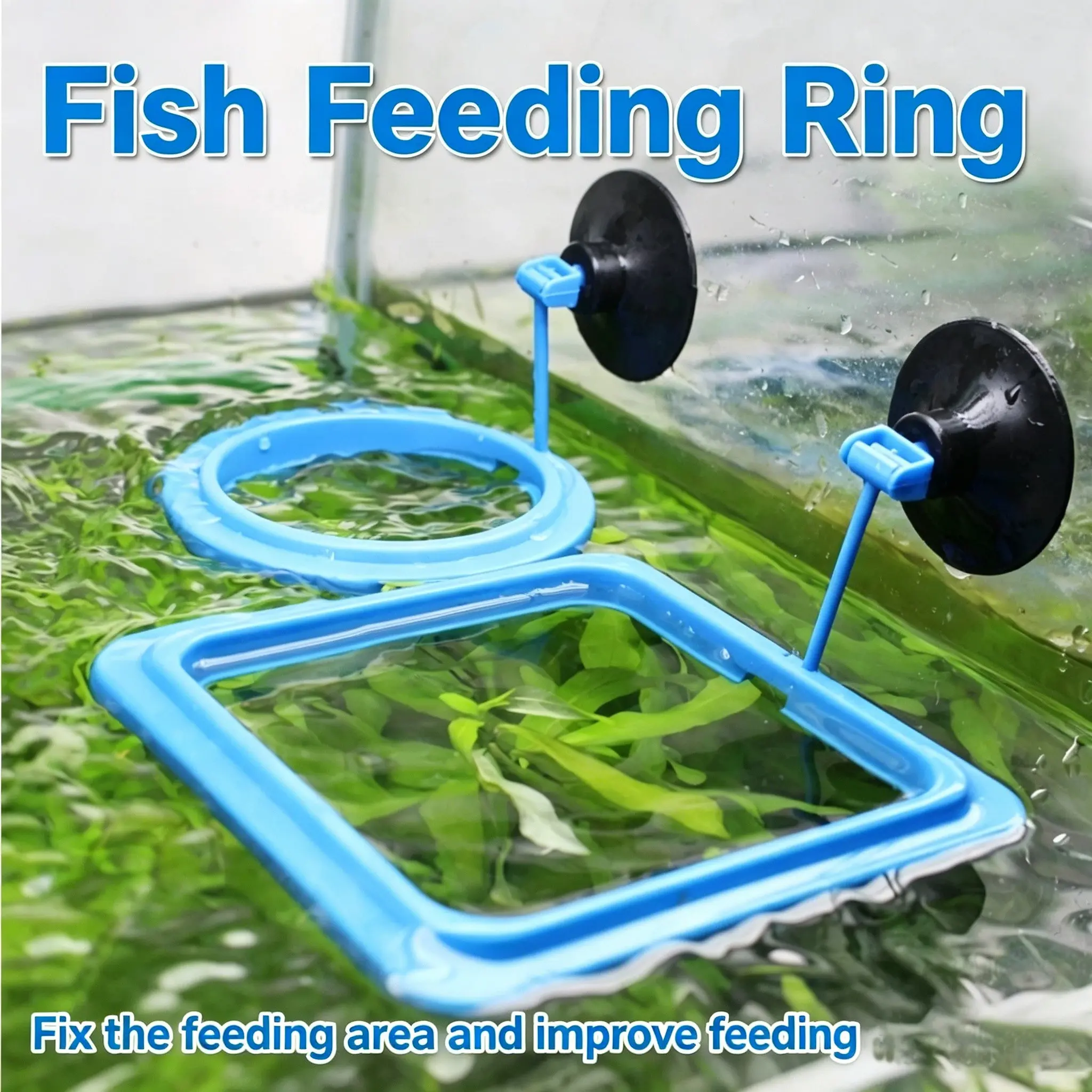 Square and Round Fish Tank Feeder Combo, Floating Feed Ring for Betta Fish, Shrimp Dispenser, Mini Timer Fish Food Feeder, Turtle Feeder Feeding Supplies
