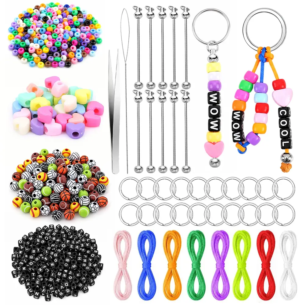 667Pcs DIY Personalized Keychain Making Kit with Letter & Heart Beads, Complete Bead Set for Custom Key Rings, Bracelets, Necklaces & Backpack Charms, Ideal Handmade Craft Gift Supplies