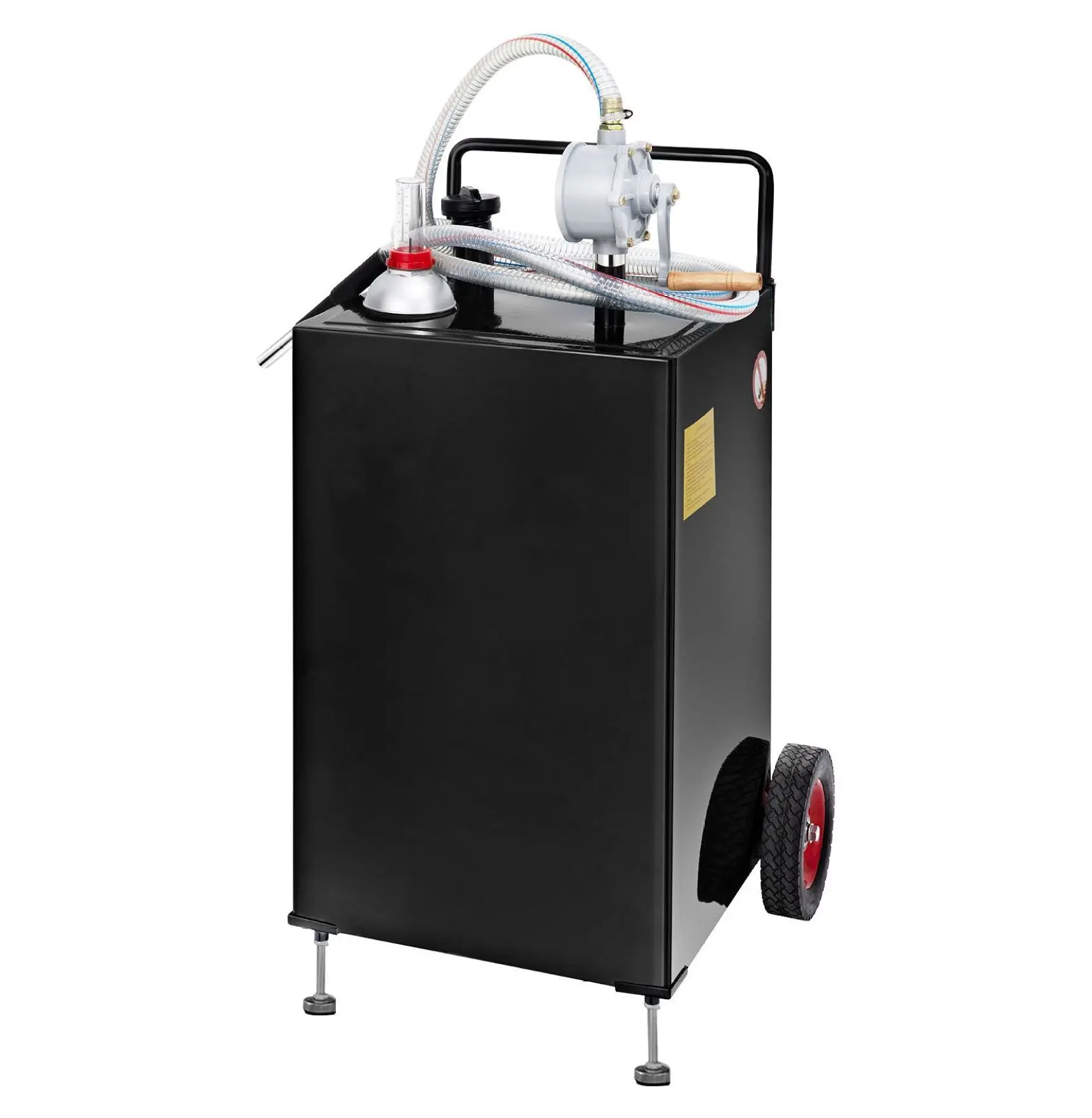 30 Gallon Gas Caddy with Wheels & Pump - Portable Fuel Tank for Gasoline, Diesel - Fuel Storage Container for Cars, ATVs, Boats, Lawnmowers Black