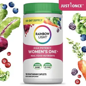 HOT! Rainbow Light Women's Multivitamin – With Ashwagandha, Lutein & Probiotics – Real Food Nutrients – 150 Vegetarian Caplets
