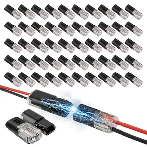 Double Wire Plug In Connector 50 Pack, Low Voltage Quick Electrical Connectors 2 Pin Solderless Wiring Splice Snap Wire Clip Connectors with Locking Buckle for LED Strip Automotive summerwins
