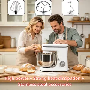 1pcs Small Bakery Owners Multifunctional Planetary Mixer Machine, 6L Durable Stainless Steel Bowl Electric Mixer, Multi-Attachment Accessory Set For Cake Bread Filling Making, Commercial Cream Mixer Egg Whisk Dough Kneader