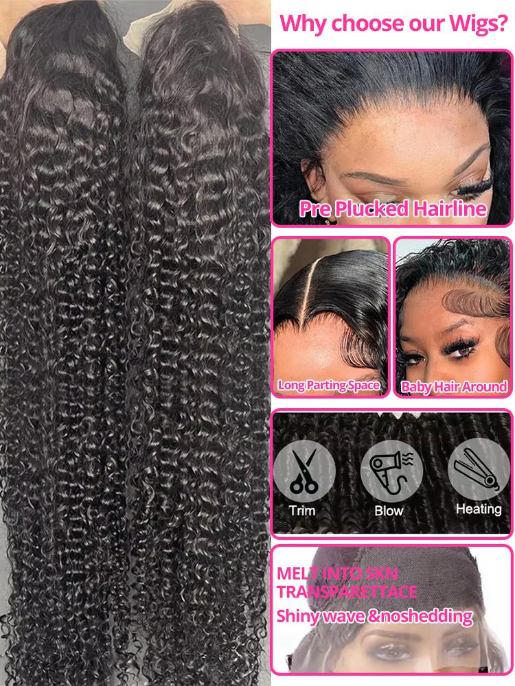 Bling Hair Long Deep Wave Wig 13x6 13x4 Lace Front Human Hair Wig 180Density Deep Wave 13x6 HD Transparent Lace Frontal Wig Human Hair For Women