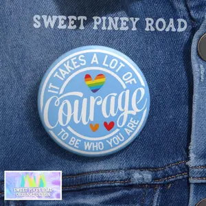 LGBTQIA+ Courage Pride Pin, Button Pins for Gay Lesbian Bisexual Festival, Inclusion Love Wins