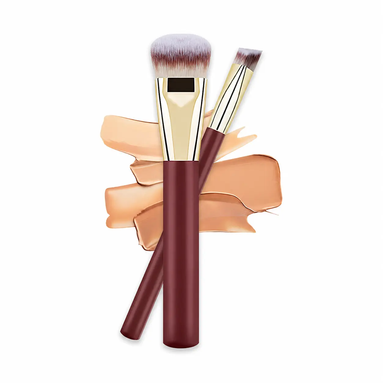 2-in-1 Foundation & Concealer Brush, Flat Top Makeup Brush for Liquid Cream Foundation, Full Coverage Blending & Precise Concealer Application