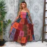 Women's Boho Patchwork Convertible Cotton Maxi Skirt-Dress, Sleeveless Casual Sundress, Plus Size Women's Clothing, Whimsical Soft Cotton Outfit, Hippie Festival Fairy-Core Handmade Bohemian Dress
