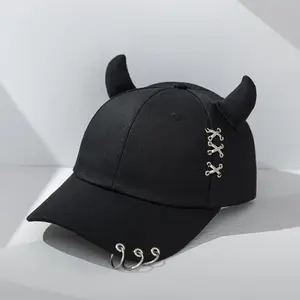 Unisex Stylish Baseball Cap with Horns - Trendy, Adjustable, Unique Design for Casual & Outdoor Wear, Lightweight & Comfortable Headwear