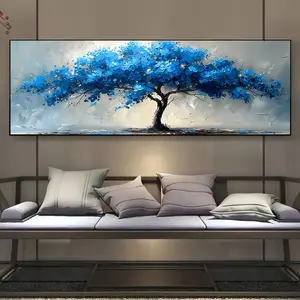 2D "Tree of Life" Artistic Acrylic Painting - Ornamental Geometric Landscape Wall Arts, Modern Home Accessory with Wrapped Frame for Living Room, Kitchen