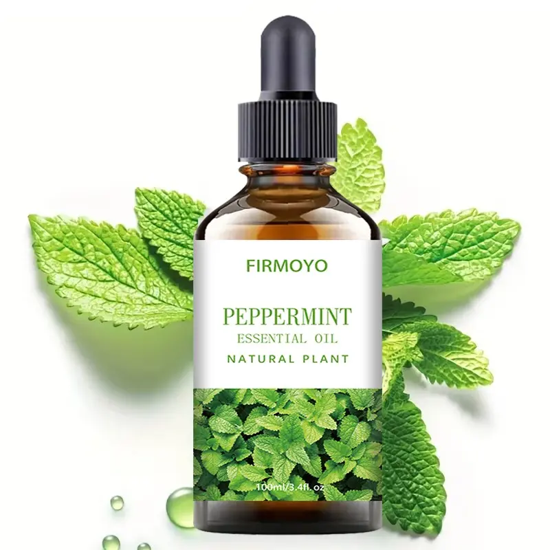 3.38 oz FIRMOYO Peppermint Essential Oil, Botanical Peppermint Essential Oil, for massage, shower, skincare, face, body, nails, hair, and eyelash care, Natural Peppermint Oil