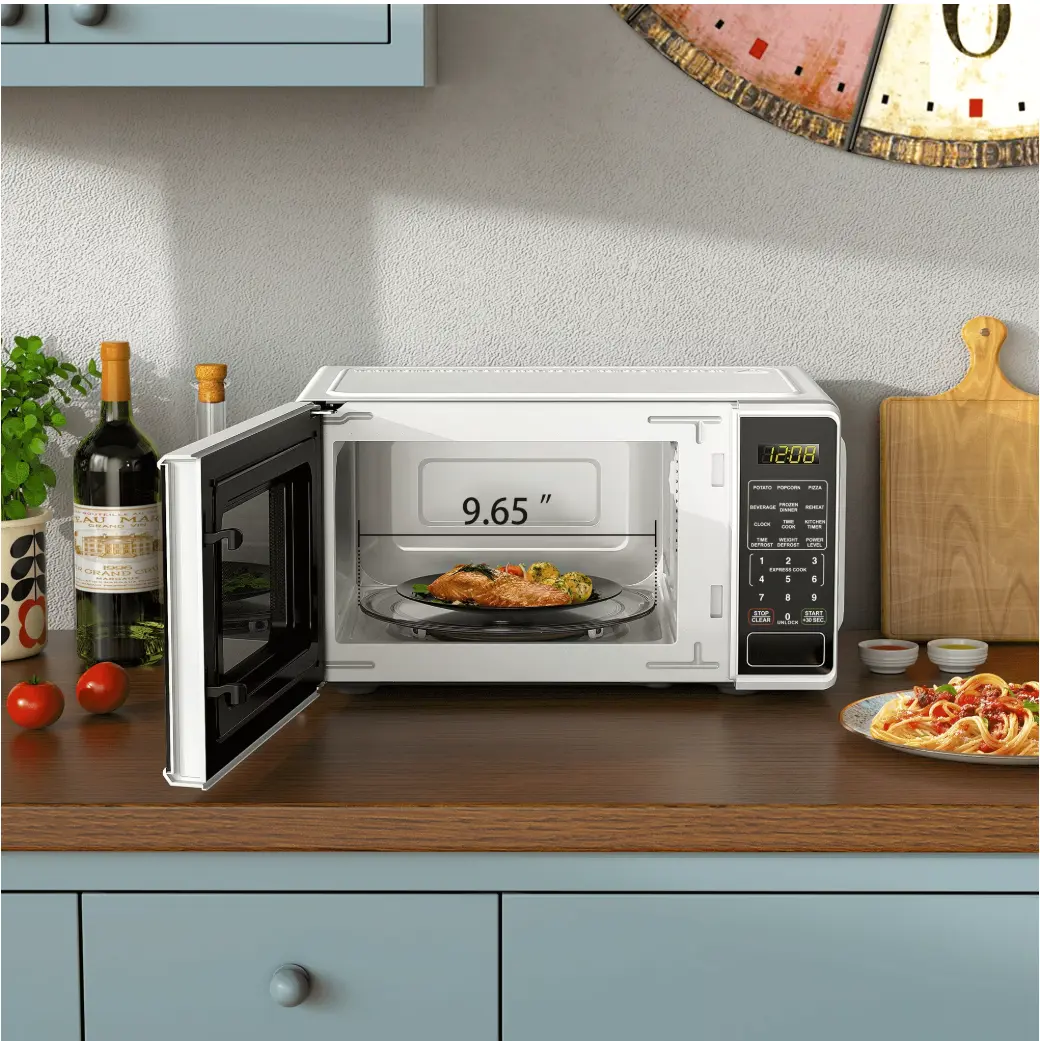 Solo Countertop Microwave Oven - 0.7 Cu Ft, 700 W, White, Household Kitchen Appliance