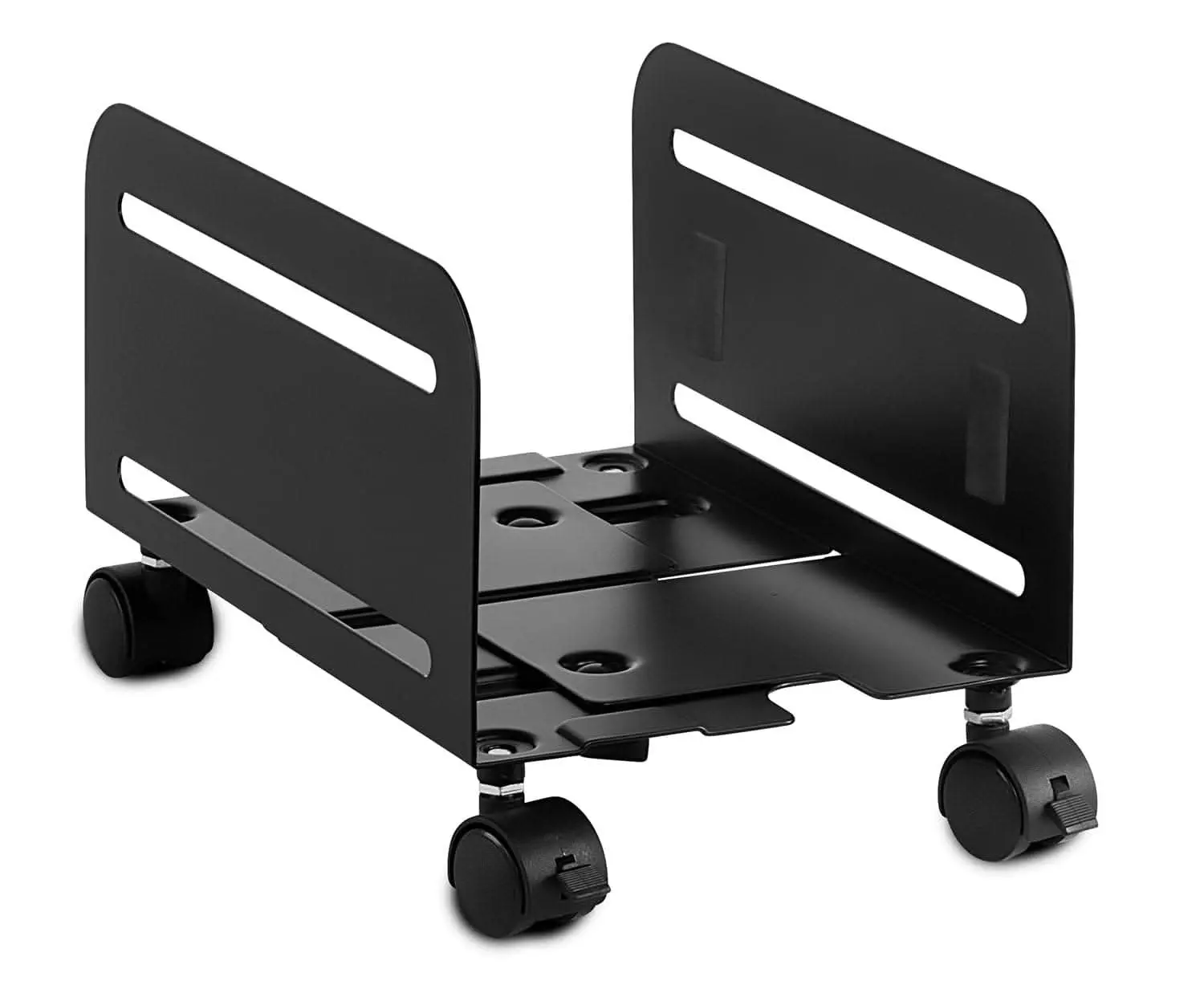 Mount-It! Computer Stand - Width-Adjustable Desktop Laptop Holder with 4 Casters, 10.25" L x 6.8" H, 22 lbs Capacity, Debris Protection, Enhanced Mobility for Most CPUs