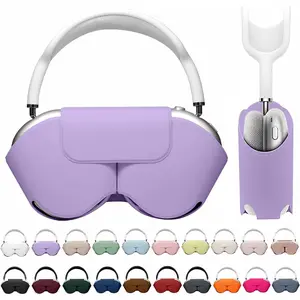 F-HPS32  for Apple Airpods Max Smart Case Cover, Soft PU Leather Protective Cover Accessories for Airpod Max with Sleep Mode, Anti-Dust Travel Carrying Case for Airpods Pro Max Headphones, Purple