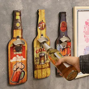 Creative Bottle Shape Opener Wall Decor for Restaurants, Unique Barbecue Shop Hanging Ornament, Personalized Wine Opener for Bars