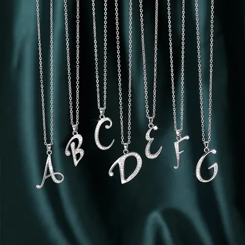 26 Letter Design Pendant Necklace, Rhinestone Decor Necklace for Women for Gift, Fashion All-match Letters Necklace for Daily Wear, Necklace Initial, Jewelry Necklace, Alphabet Letter Necklace