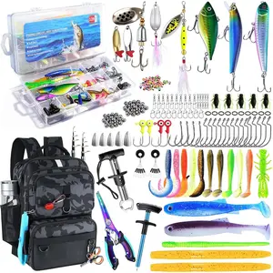 Fishing Backpack with Tackle Boxes and Rod Holder, 24L Fishing Sling Bag with Fishing Lures Kit, Fishing Gear Bag Gifts for Men Women - Black Camo Backpack