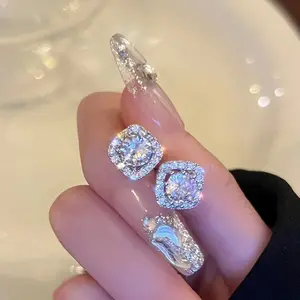 【High-end | Must be】Effortless Luxury S925 Silver Premium Moissanite Combination Stud Earrings -Christmas gifts, presents | New Launch, 0.3ct/0.5ct/1ct/2ct | All-Occasion | Gift for Him & Her | Genuine Cert | dealsforyoudays gift