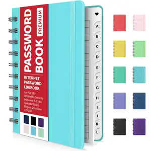 Password Book Individual Alphabetical Tabs 4"x5.5" Small Password Notebook, Spiral Password Keeper, Internet Address and Password Organizer, Password Logbook for Home Office, Sky Blue