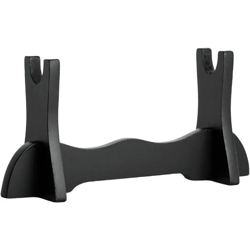 8" Sturdy Black Wooden U-Shaped Wand Stand - Home Supplies Organizer Storage Rack for Wakizashi, Tanto Blade, Short Sword