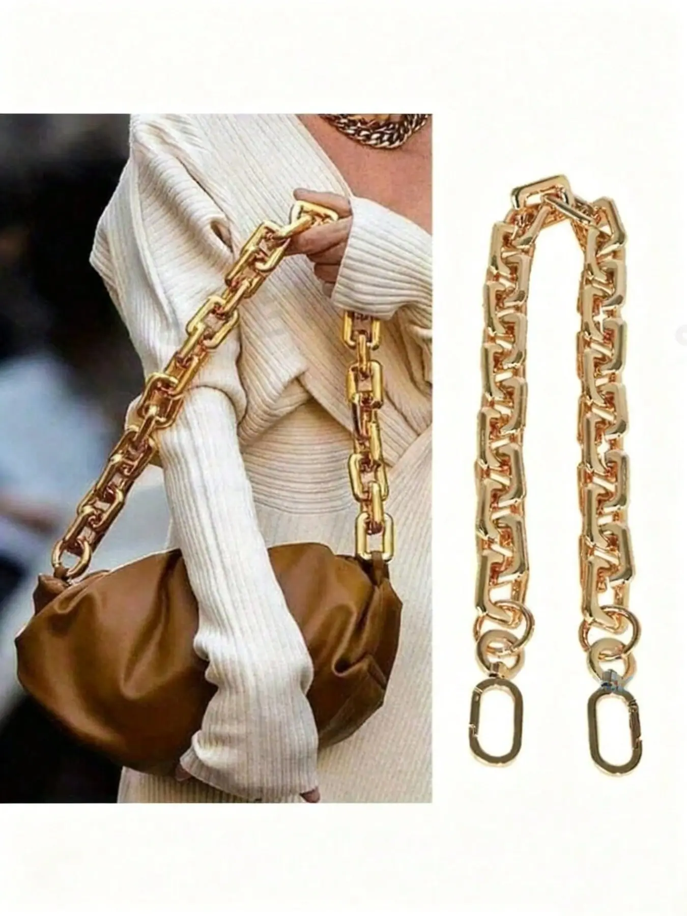 Adjustable Crossbody Bag Chain Strap, Casual Adjustable Strap, 23.62 Inch/15.75 Inch, Detachable Metal Alloy Replacement, DIY Handbag/waist Bag/across Body Shoulder Chain, Bag Chains For Handbags